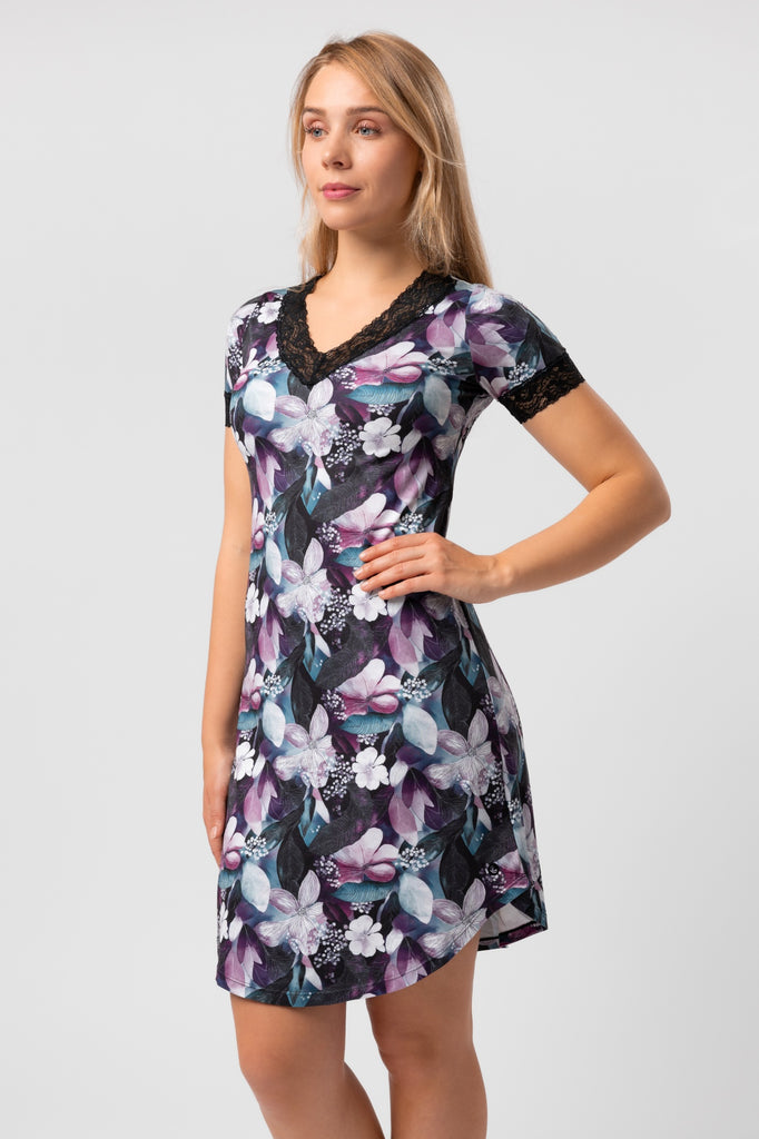 lelosi camicia da notte corta fiorella 0
